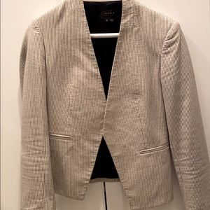 Theory blazer, white / light grey with navy stitch